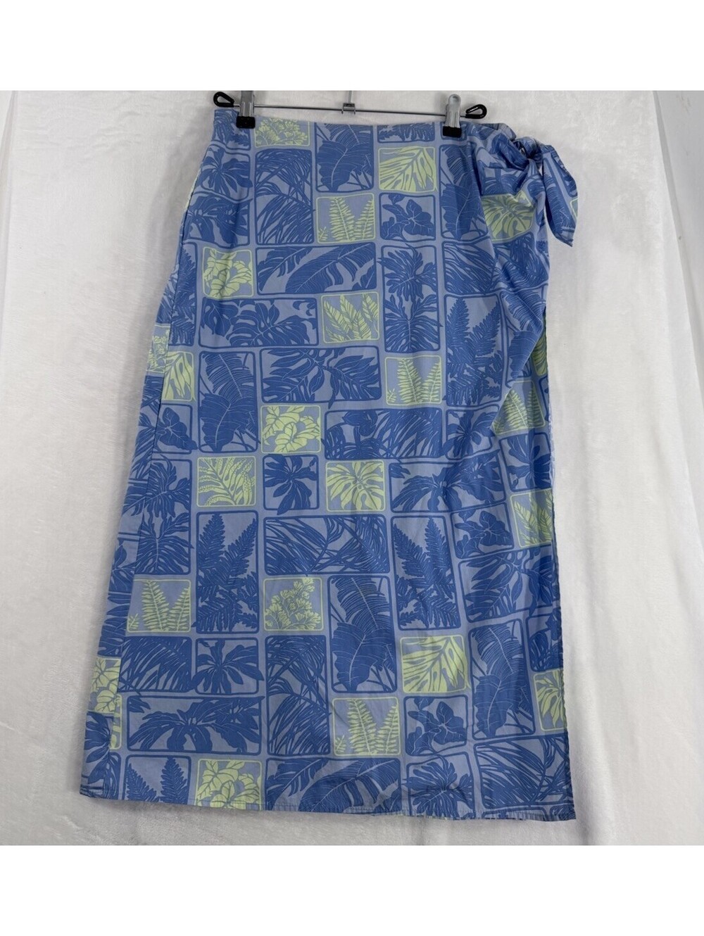 Vintage Talbots Wrap Skirt 14 Petite Blue Floral Print Midi Womens 14P Made USA